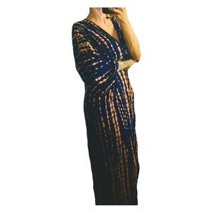 LAST 1 | Maui Kaftan | 100% Viscose | Floor Length | 3/4 Sleeve | Navy & Peach